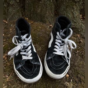 Vans Sk8 Hi Skater Sneakers Shoes Womens Size 6.5 Black White Thrashed Worn